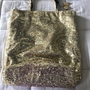 Victoria Secret Gold Sequence Bag